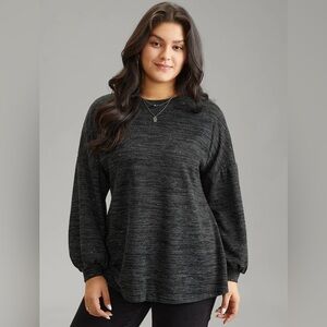 NWT BloomChic Black Sparkle Knit Top Balloon Sleeves Casual Dressy Festive